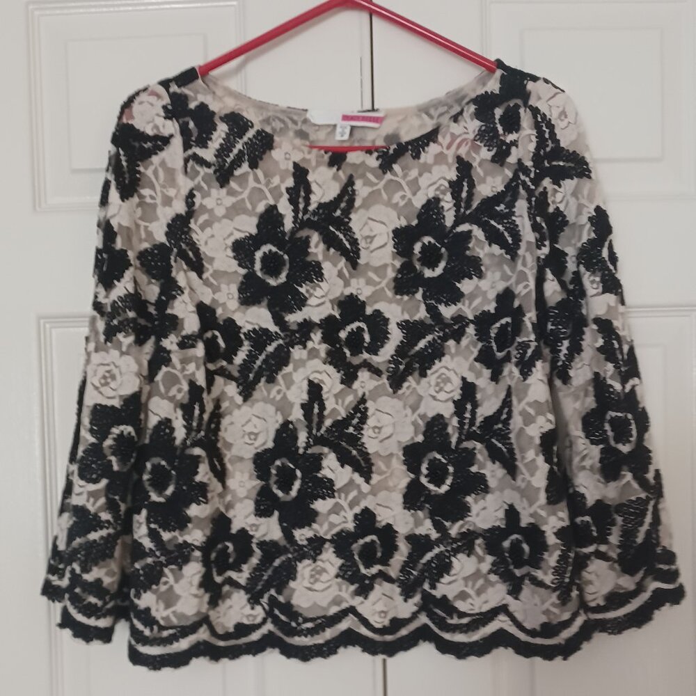 Tracy Reese Vintage Beaded Lace Top Size M